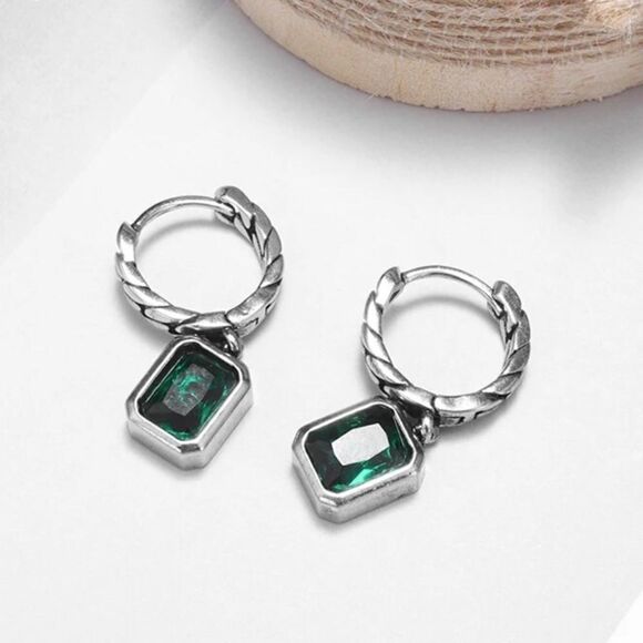The Emerald Punk Rock drop earrings in 925 silver - Picture 1 of 11
